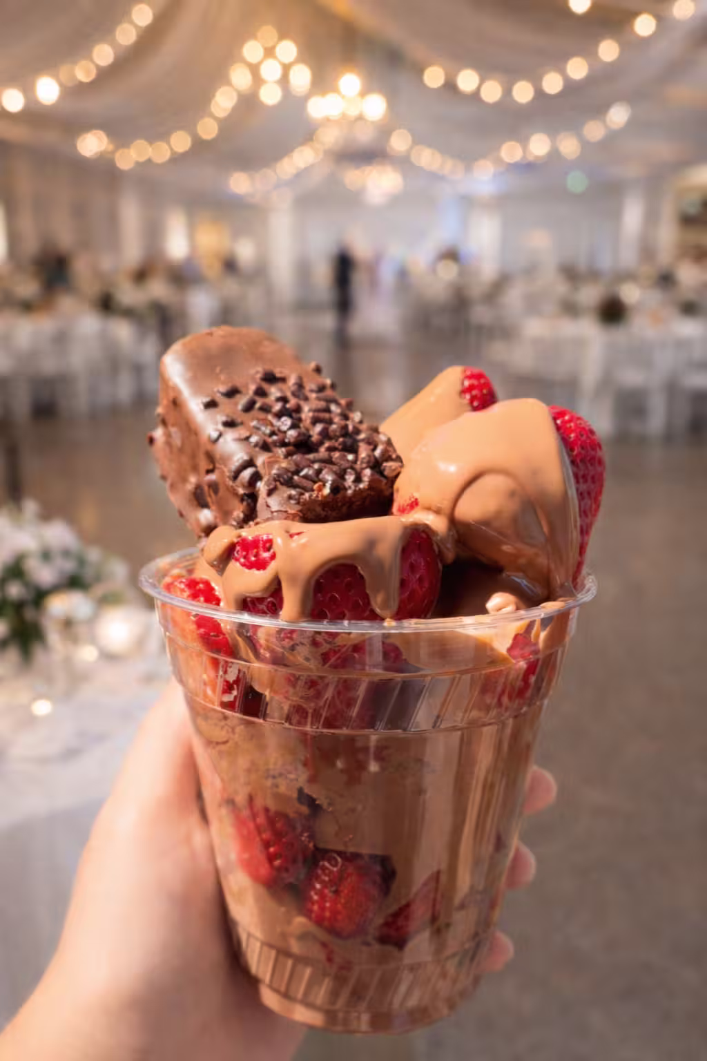 Fresh strawberry cup dessert